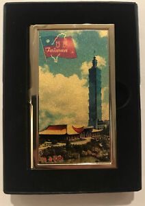 Pocket Metal Business Card Holder Case Souvenir Taiwan View, Boxed -New
