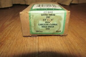 NOS Crown Bolt Inc 1/4&#034; x 3/4&#034; Hex Bolt Course Thread Zinc 100 pcs.   #2845