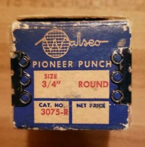 Vintage WALSEO PIONEER 3/4&#034; Chassis Punch (Cat.No. 3075-R)