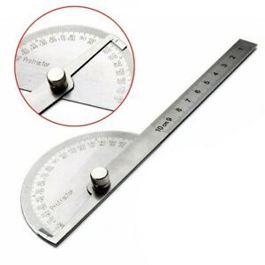 SAE Rotary Protractor 0-180° Angle Ruler Gauge Stainless Steel Machinist Tool