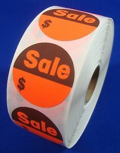1000 Self-Adhesive Sales $ Labels 1 3/8&#034; Stickers / Tags Retail Store Supplies