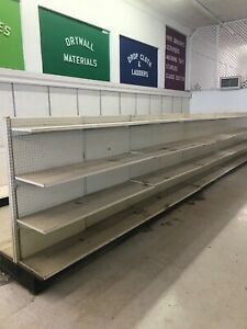 Retail Metal Shelving/ 50 linear feet, shelve on both sides 