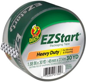 Duck Brand EZ Start Packaging Tape, 1.88 Inches x 30 Yards, 3 Inch Core, Clear