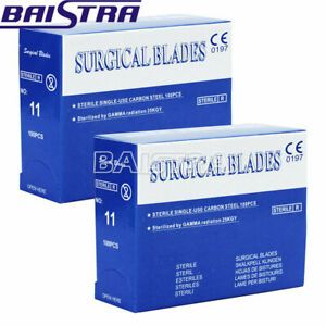 Dental Carbon Steel Surgical Scalpel Sterilized Blades 4.3*0.6cm 11# 2Boxes
