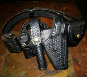 Vintage Leather Police Duty Hook Loop Belt &amp; Leather Holster &amp; Accessories
