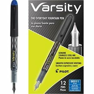 PILOT Varsity Disposable Fountain Pens, Medium Point (Pack of 12|Blue)