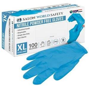 Blue Textured Nitrile Disposable Gloves, Box of 100, X-Large, 3.5 Mil Latex Free
