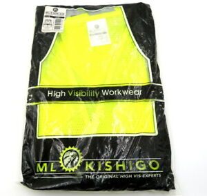 ML KISHIGO Yellow High Visibility Workwear Reflective Vest 2X - 4X I226C