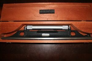 Vintage Starrett 18&#034; Machinists Level with Ground and Graduated Vial Wooden Box