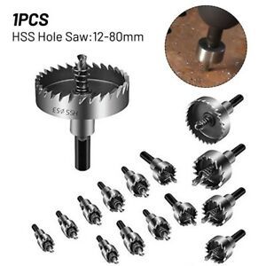 Steel Drill Bit Hole Saw Tools 59-60HRC Brass Copper For 12-80mm Kit Set
