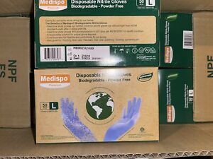 Medispo Large Nitrile Gloves 2 Boxes, Biodegradable 100 Gloves