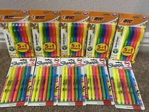 LOT OF 60 - Bic Brite Liner Highlighters Chisel Tip - 10 Packs Total