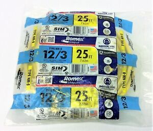 New Southwire Romex SIMpull 25&#039; 12/3 Type NM-B Indoor Wire with Ground 600V