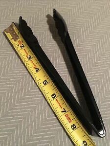 Catering tongs, black plastic table service, 9” long food gripping utensil tool