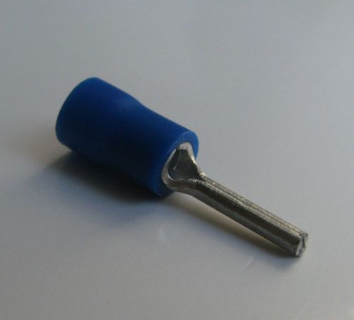 Pin Terminal, PVC Insulated, Blue, 16-14 Wire Size, 0.075&#034; Pin Width 100Pack