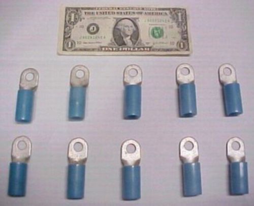 10 Large Blue ETC Solid Copper Cable Lugs Terminals Sz 1/0 Insulated Electrical
