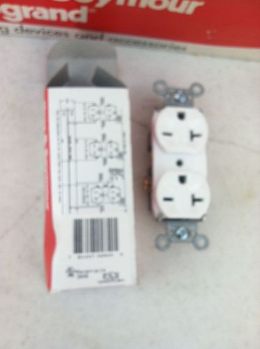 Box 10 pass  seymour 5862-w - receptacle duplex 20a 250v side+back wire white for sale