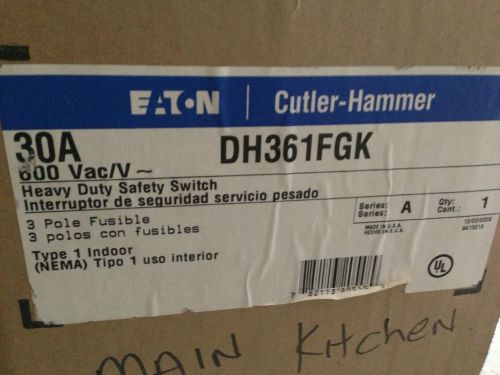 NEW IN BOX CUTLER-HAMMER DH361FGK 30 AMP TYPE 1 FUSIBLE