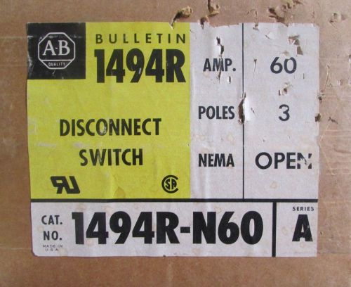 ALLEN BRADLEY Variable Depth Door Mounted Rotary Disconnect Switch 1494R N60