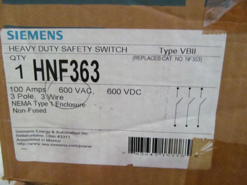 Siemens HNF363 Disconnect 100 Amp 600 V Non Fuse