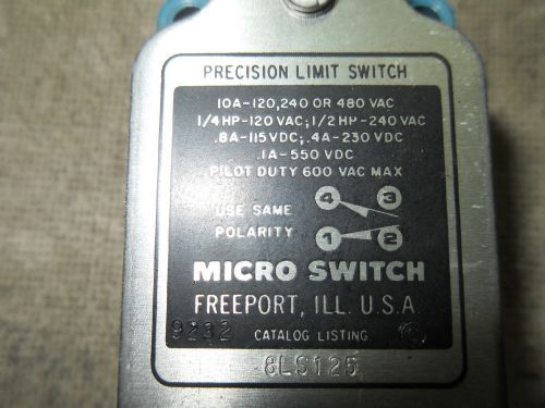 (rr7-2) 1 used honeywell micro switch 8ls125 limit switch for sale