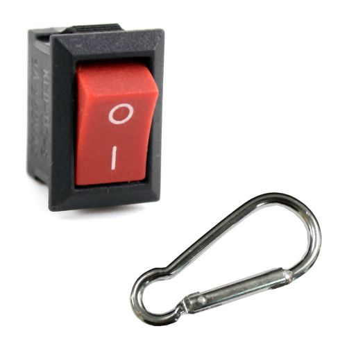 10 mini rocker switch latching push button spst on off 250v 125v +carabiner s for sale