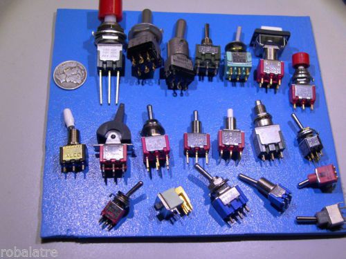 LOT of 20 Different Types of switches Push Button Toggle Rocker NEW NOS