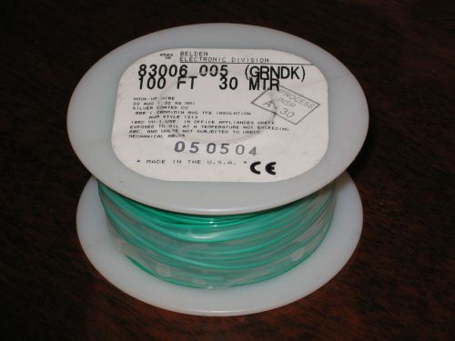 Usa belden hook-up wire 83006 green silver pt stranded teflon 22 awg 100ft spool for sale