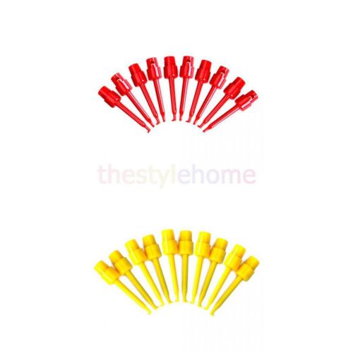 20 red yellow mini hook clip grabbers test probe for tiny component smd pcb diy for sale