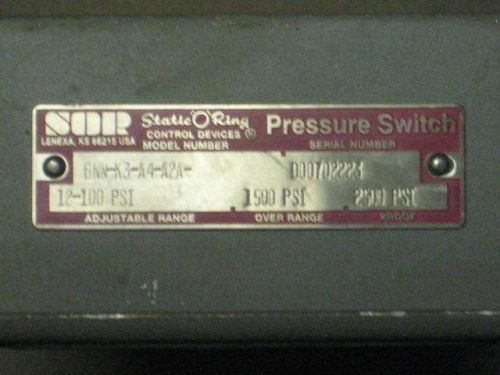 Static-o-ring (sor) # 6nn-k3-a4-a2a , pressure switch , surplus for sale