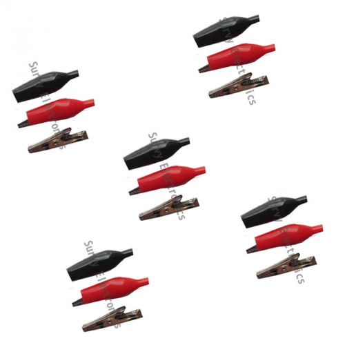 5 pair red and black 45mm pvc insulated crocodile test clip total 10pcs for sale