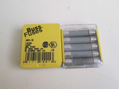 BUSS FUSES ABC-15  - LOT OF 10 - IN ORIGINAL PACKAGES
