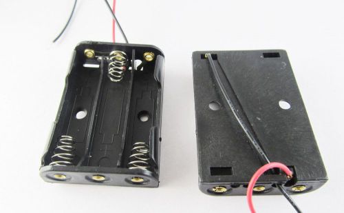 Battery Holder Box Case 3 x AAA/3A Cells 4.5V With 7&#034; Lead Wire Black