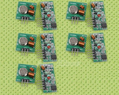5pcs 433mhz rf transmitter and receiver kit for arduino project new for sale