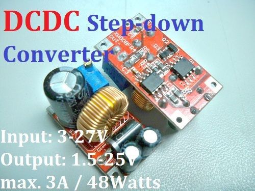 Dc-dc converter 3-27v step-down adjustable 1.5-25v 3a power supply dc charger for sale