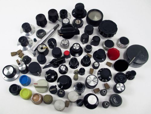 Lot 75 Assorted Knobs &amp; Buttons ~ Test Equipment Ham Radio Audio ~ Some Vintage