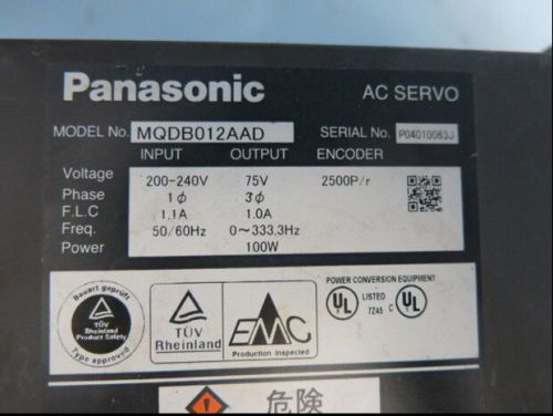 1pcs Used PANASONIC Servo Driver MQDB012AAD Tested