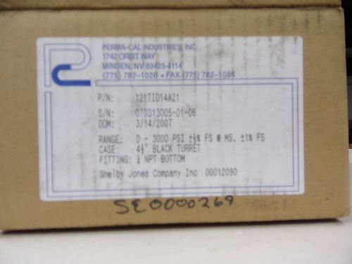 Perma-cal process gauge  new in box 121tid14a21   0-3000 psi  4 1/2&#034; round for sale