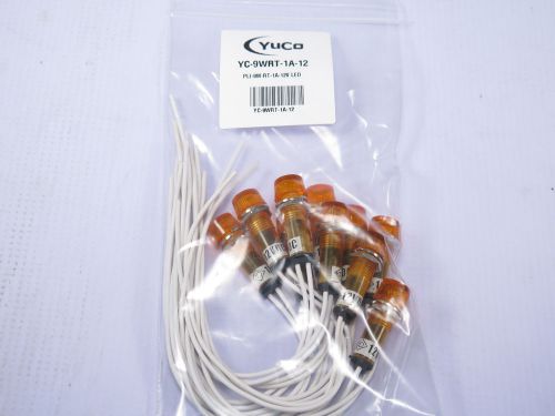 Lot f 10 yc-9wrt-1a-12 12v ac/dc mini led 9mm amber pilot light cylindrical cap for sale