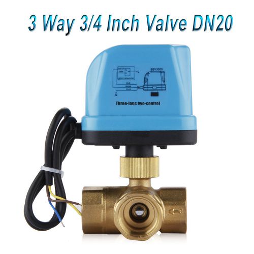 New DN20 G3/4&#034; AC 220V 24V 3 Way Electrical Motorized Valve With LED Light