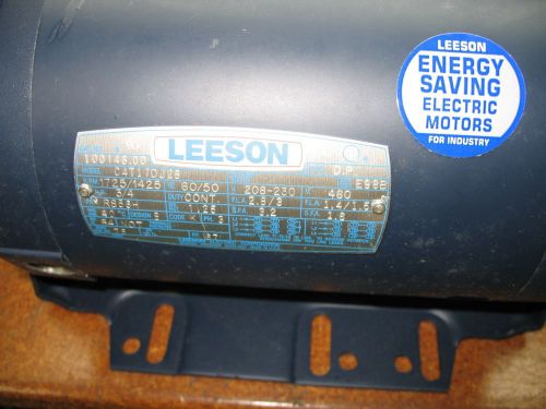 Leeson 3/4 HP Motor 1725 RPM 208-230/460 VAC 60Hz 3-phase