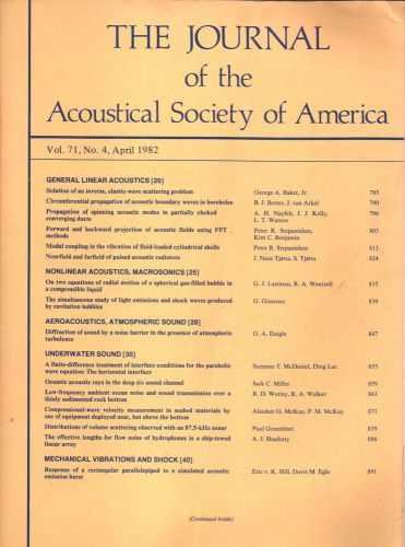 The Journal of Acoustical Society of America Vol.71 No.4 April 1982