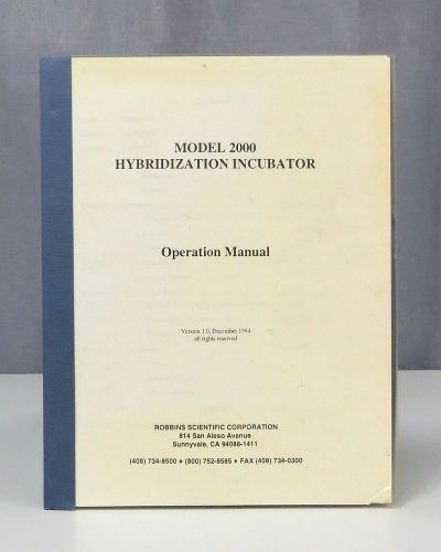 Robbins Scientific Model 2000 Hybridization Incubator Operation Manual