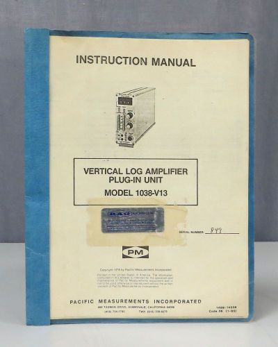 Pacific Measurements Vertical Log Amplifier Unit 1038-V13 Instruction Manual
