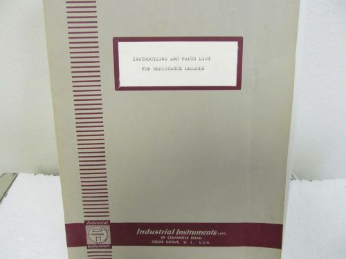 Industrial Instruments DR Series Resistance Decades Instruction Manual + Parts