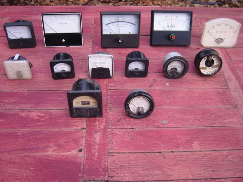 13 antique current, voltage, temperature and timer meters