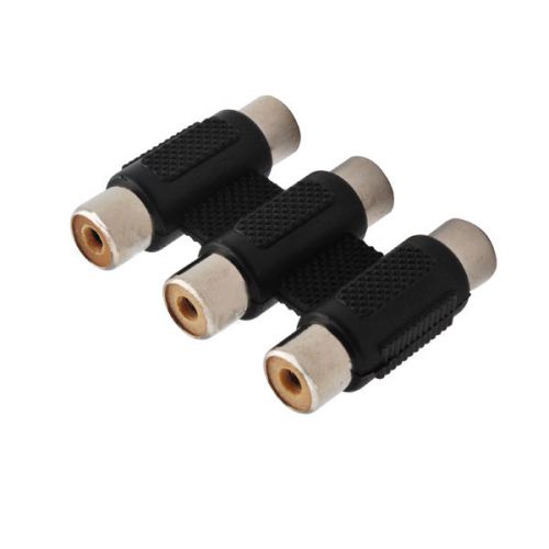 Rca adapter female to female 3 rca coupler adapter connector cable component for sale