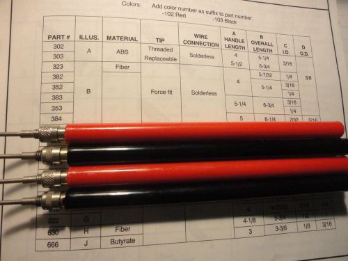 4PCS TEST PRODS 2PCS HHS 303 RED 3/16 I.D.