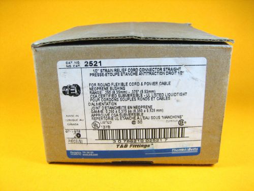 Thomas &amp; betts -  2521 -  1/2&#034; strain relief cord connector straight (lot of 20) for sale