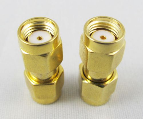 50 pcs SMA RP Male to SMA RP Male Coaxial Adapter Connector RP M/M Gold Plated
